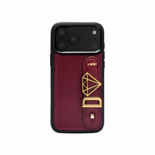 Load image into Gallery viewer, GLAM. Personalized Leather iPhone Case - Burgundy/Gold