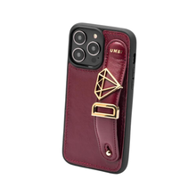 Load image into Gallery viewer, GLAM. Personalized Leather iPhone Case - Burgundy/Gold