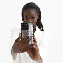 Load image into Gallery viewer, GLAM. Personalized Leather iPhone Case - Silver/Silver