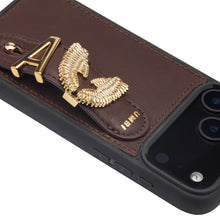 Load image into Gallery viewer, GLAM. Personalized Leather iPhone Case - Brown/Gold