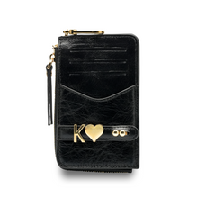 Load image into Gallery viewer, UMBI GLAM Personalized Leather Wallet - Metallic BLACK