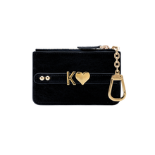 Load image into Gallery viewer, UMBI Personalized Leather Mini Wallet - Metallic BLACK