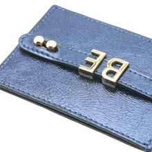 Load image into Gallery viewer, UMBI Personalized Leather Cardholder - Metallic NAVY BLUE