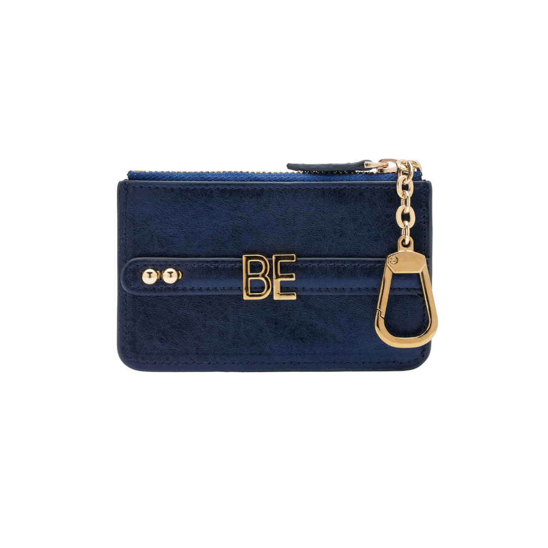 UMBI Personalized Leather Mini Wallet - Metallic NAVY BLUE – UMBI