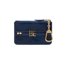 Load image into Gallery viewer, UMBI Personalized Leather Mini Wallet - Metallic NAVY BLUE