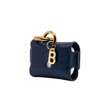 Load image into Gallery viewer, UMBI Personalized Leather AirPods Case - Metallic Navy Blue