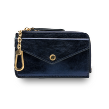 Load image into Gallery viewer, UMBI GLAM Personalized Leather Wallet - Metallic NAVY BLUE