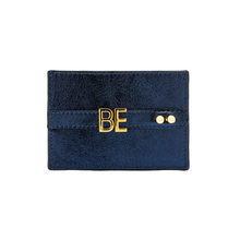 Load image into Gallery viewer, UMBI Personalized Leather Cardholder - Metallic NAVY BLUE