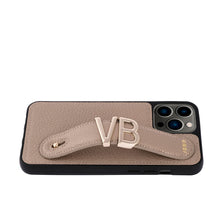 Load image into Gallery viewer, YOUZ. Personalized Leather iPhone Case - Beige/Gold