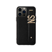 Load image into Gallery viewer, YOUZ. Personalized Leather iPhone Case - Black/Gold