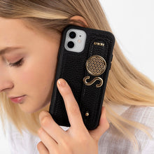 Load image into Gallery viewer, YOUZ. Personalized Leather iPhone Case - Black/Gold