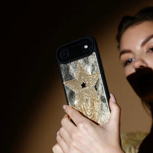 Load image into Gallery viewer, AURA. Personalized Leather iPhone Case - Gold Star
