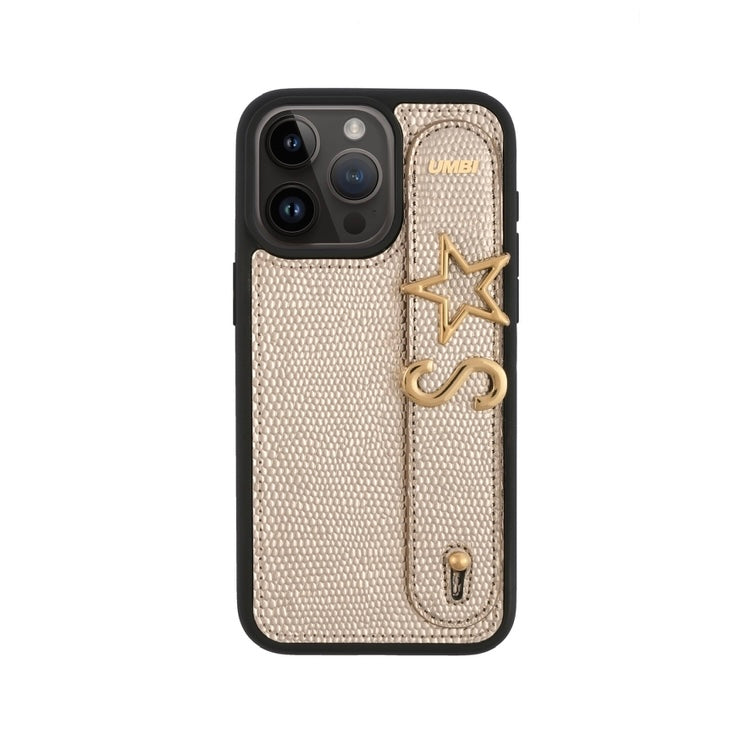 GLAM. Personalized Leather iPhone Case - Gold/Gold