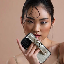 Load image into Gallery viewer, GLAM. Personalized Leather iPhone Case - Dore/Gold
