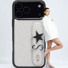 Load image into Gallery viewer, GLAM. Personalized Leather iPhone Case - STARDUST GREY
