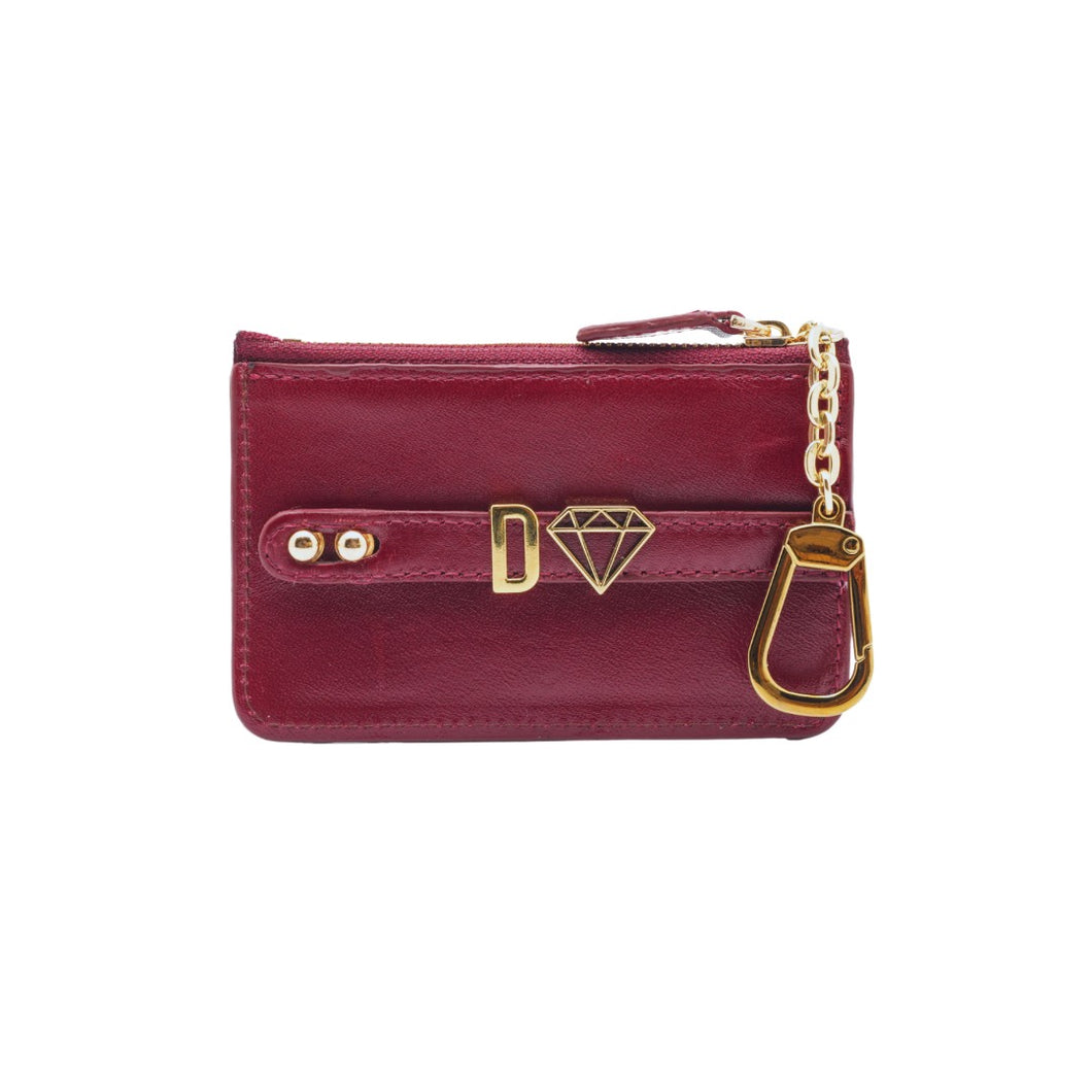 UMBI Personalized Leather Mini Wallet - BURGUNDY