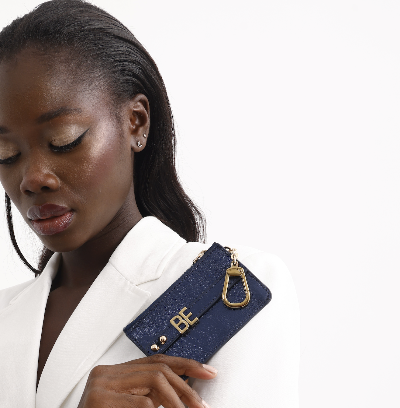UMBI Personalized Leather Mini Wallet - Metallic NAVY BLUE – UMBI