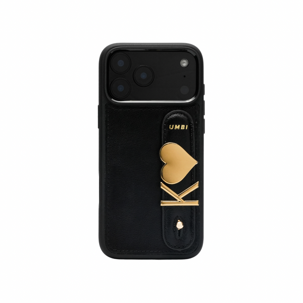 GLAM. Personalized Leather iPhone Case - Black/Gold – UMBI Club