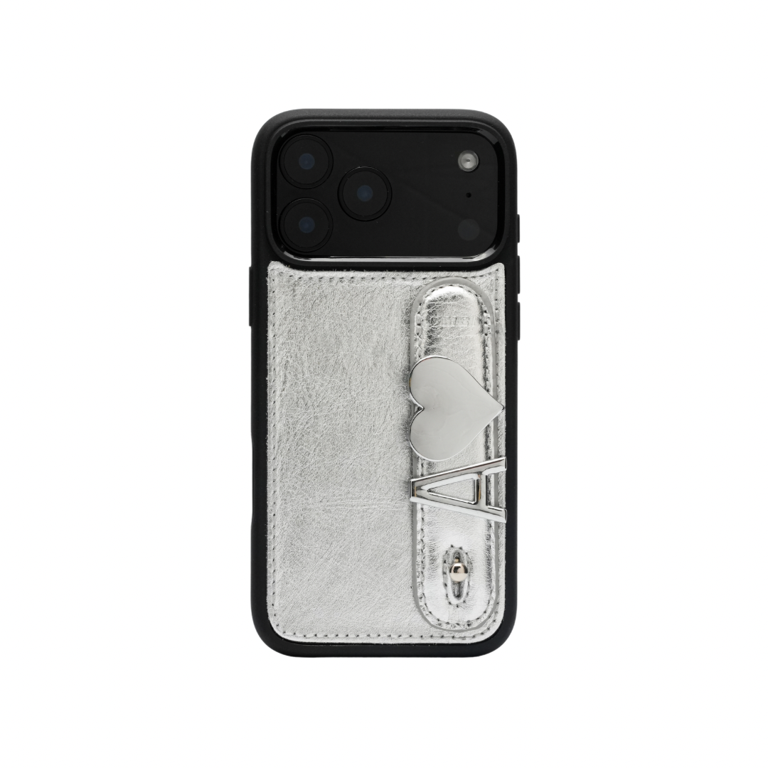 GLAM. Personalized Leather iPhone Case - Silver/Silver – UMBI Club Official