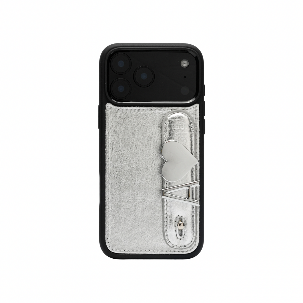 GLAM. Personalized Leather iPhone Case - Silver/Silver iPhone 17 GLAM. Personalized Leather iPhone Case - Silver/Silver iPhone 17