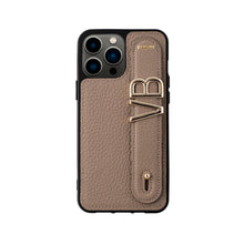 Load image into Gallery viewer, YOUZ. Personalized Leather iPhone Case - Beige/Gold
