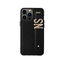 Load image into Gallery viewer, YOUZ. Personalized Leather iPhone Case - Black/Gold
