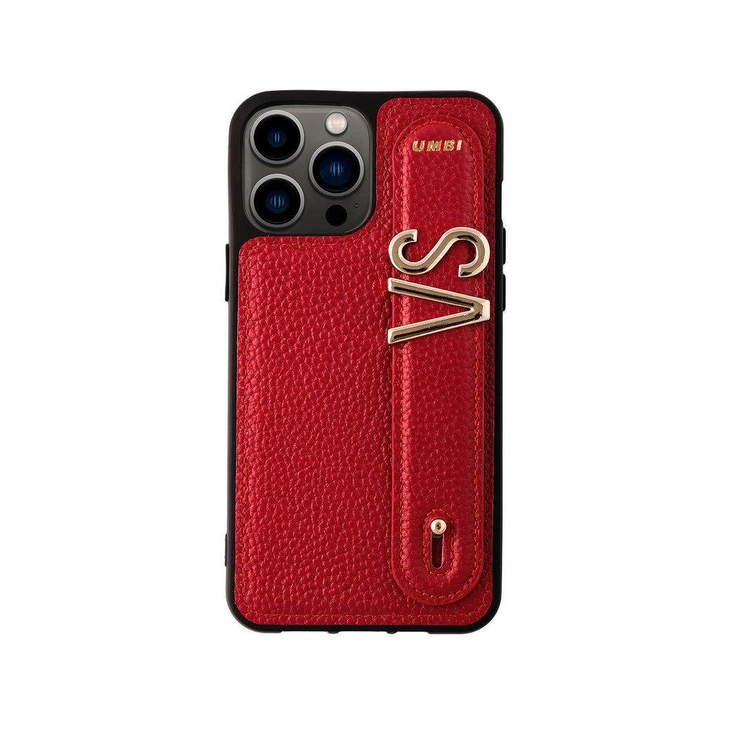 YOUZ. Personalized Leather iPhone Case - Red/Gold